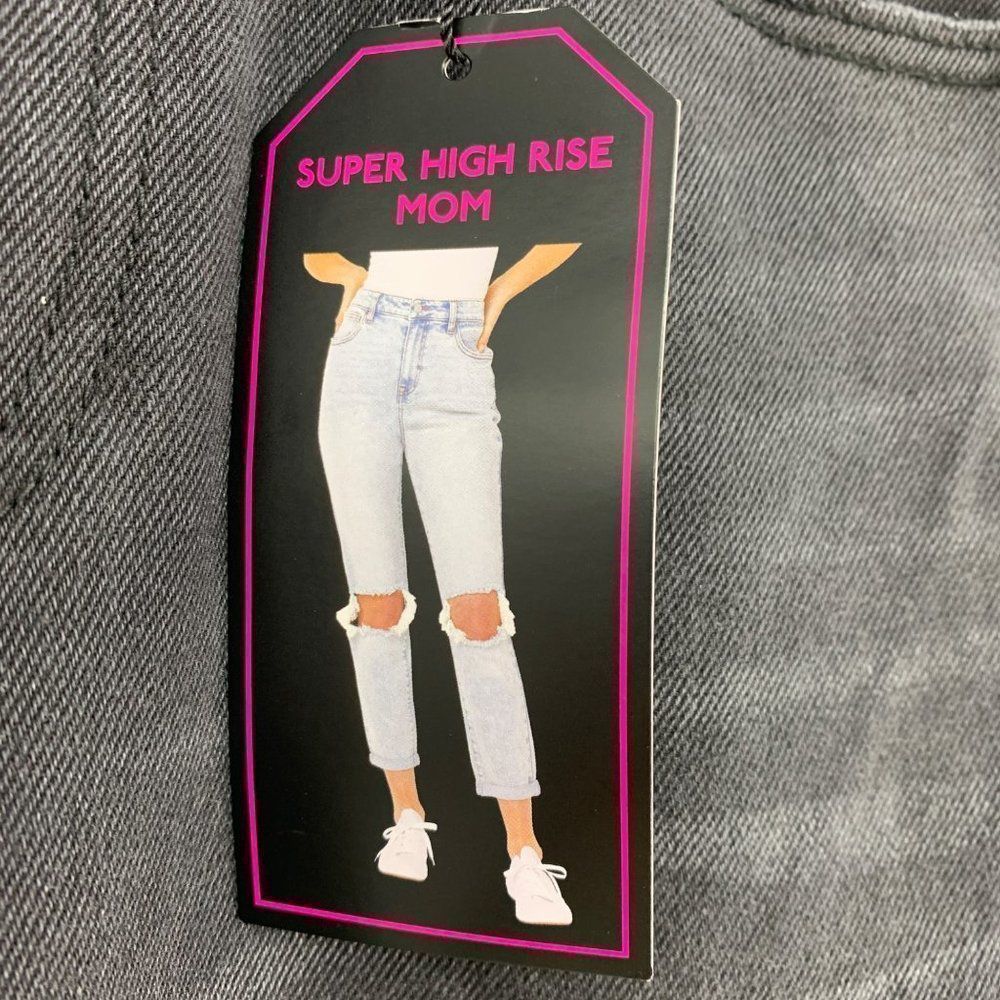 Womens NOBO No Boundries Black Super High Rise Jeans Sz 7 2068 Distress NWT - Picture 2 of 8